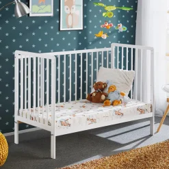 Lettino per bambini con materasso 65x124cm bianco Shine
