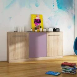 Letto a scomparsa orizzontale 90x200cm singolo rovere rosa Alvin Gihome®