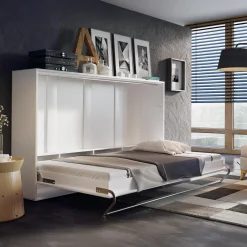 Letto a scomparsa orizzontale 120x200 cm una piazza e mezza bianco Chimera