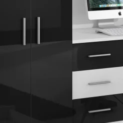 Letto a soppalco con armadio 324x180cm bianco nero 2  letti Diego Gihome®