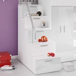 Letto a soppalco con armadio 254x120cm bianco Simone Gihome®