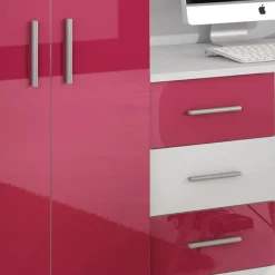 Letto a soppalco con armadio 324x180cm bianco rosa 2  letti Diego Gihome®