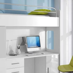 Letto a soppalco per bambini con armadio 204x86cm bianco Luca