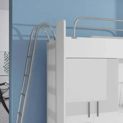 Letto a soppalco per bambini con armadio 204x86cm bianco Luca