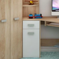 Letto a soppalco 204x120cm sinistra rovere bianco Dollie Gihome®