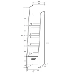 Letto a soppalco 204x120cm sinistra bianco pino grafite Dollie Gihome®