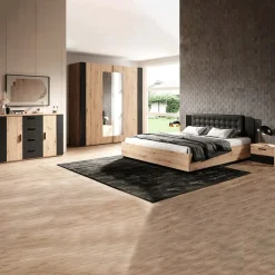 Letto alla francese contenitore 140x200cm rovere nero Vulcano