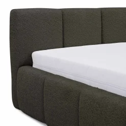 Letto alla francese 140x200cm con rete contenitore imbottito tessuto bouclé nero Aluna