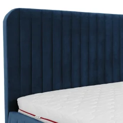 Letto contenitore alla francese 140x200cm imbottito velluto blu Poffi