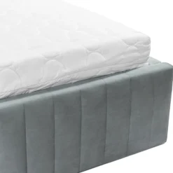 Letto contenitore alla francese 140x200cm imbottito velluto grigio Poffi