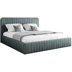 Letto contenitore alla francese 140x200cm imbottito velluto grigio scuro Poffi