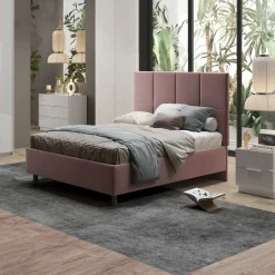 Letto contenitore matrimoniale 160x195cm imbottito tessuto rosa SleepSolutions