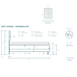 Letto contenitore matrimoniale 160x195 imbottito tessuto antracite Supreme Sleep