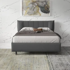 Letto contenitore matrimoniale 160x195cm imbottito tessuto antracite CozyHaven