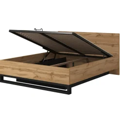 Letto contenitore matrimoniale 160x200cm rovere metallo nero Petra