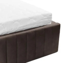 Letto contenitore matrimoniale 160x200 imbottito velluto marrone Poffi