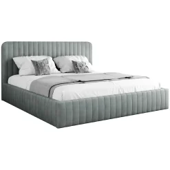 Letto contenitore matrimoniale 160x200 imbottito velluto grigio Poffi