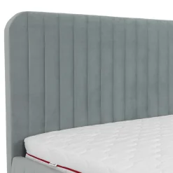 Letto contenitore matrimoniale 160x200 imbottito velluto grigio Poffi