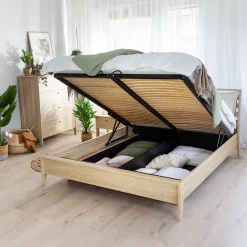Letto matrimoniale contenitore 160x200cm rovere Noor