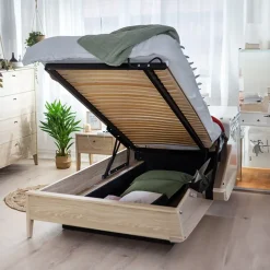 Letto matrimoniale contenitore 160x200cm rovere Noor