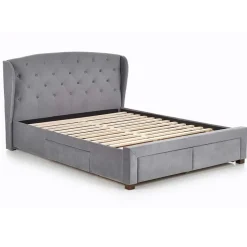 Letto matrimoniale in tessuto con cassetti 160x200cm grigio Ravello Gihome®