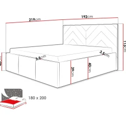 Letto matrimoniale oversize 180x200 cm con rete contenitore imbottito beige Polaris