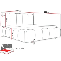 Letto matrimoniale oversize 180x200 cm con rete contenitore imbottito beige Cometa