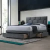 Letto matrimoniale 160x200 cm con rete a doghe imbottito con cassetti contenitore grigio Jay