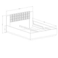 Letto matrimoniale 160x200cm con rete contenitore rovere scuro nero Vulcano