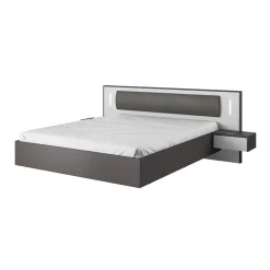 Letto matrimoniale 160x200cm con comodini grigio scuro bianco Allison