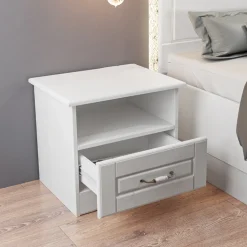 Letto matrimoniale 160x200cm con 2 comodini stile classico bianco opaco Friuli