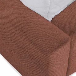 Letto matrimoniale 160x200cm con rete contenitore imbottito rosso mattone Aluna