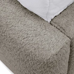 Letto matrimoniale 160x200cm con rete contenitore imbottito tessuto bouclé grigio Aluna