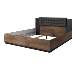 Letto matrimoniale 160x200cm con rete contenitore quercia scuro nero Vulcano