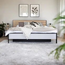 Letto oversize contenitore 180x200cm con LED e presa USB-C grigio nero rovere Luna