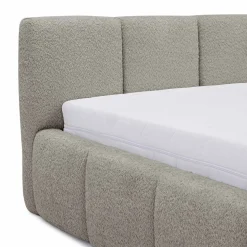 Letto oversize 180x200cm con rete contenitore imbottito tessuto bouclé grigio Aluna