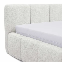 Letto oversize 180x200cm con rete contenitore imbottito tessuto bouclé bianco Aluna