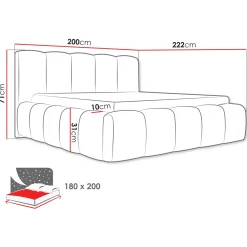Letto oversize 180x200cm con rete contenitore imbottito grigio scuro Aluna