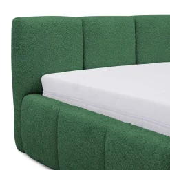 Letto oversize 180x200cm con rete contenitore imbottito tessuto bouclé verde Aluna