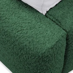 Letto oversize 180x200cm con rete contenitore imbottito tessuto bouclé verde Aluna
