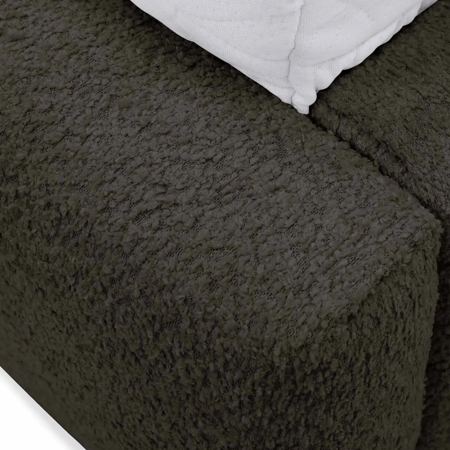 Letto oversize 180x200cm con rete contenitore imbottito tessuto bouclé nero Aluna