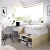 Letto singolo 90x190cm con cassetti e scrivania bianco rovere Adrian