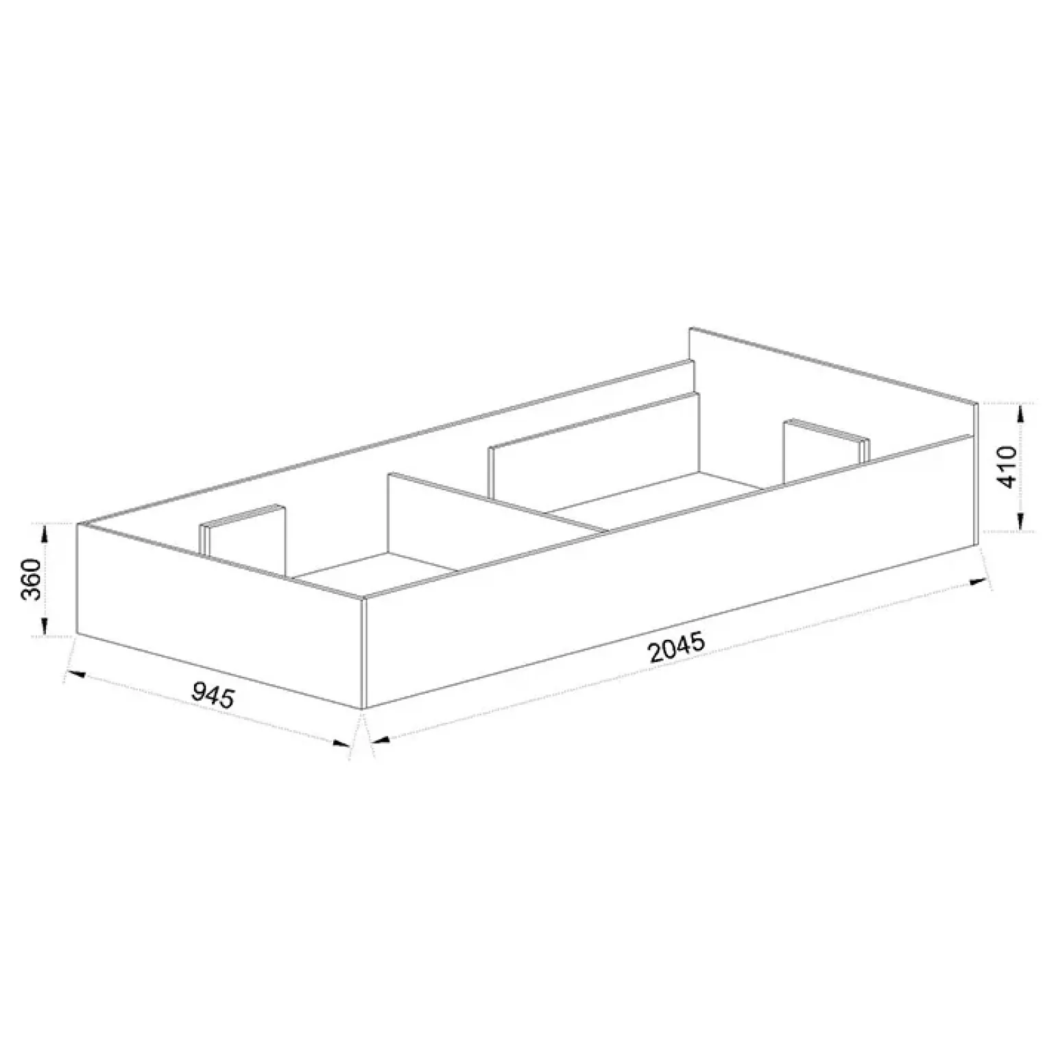Letto singolo 90x200cm contenitore bianco rustico turchese Zadar