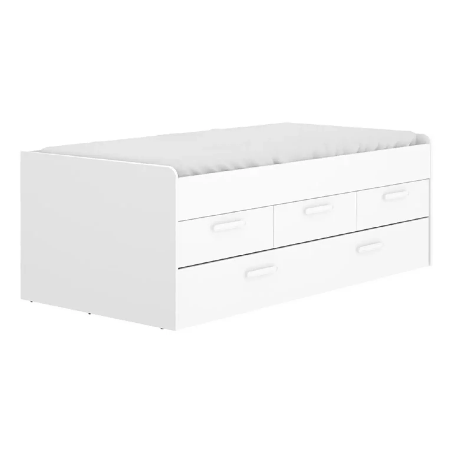 Letto singolo 90x190cm per bambini legno bianco letto estraibile 3 cassetti Domingo