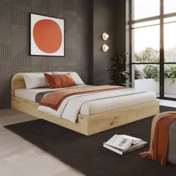 Letto 140x190cm alla francese contenitore moderno rovere rustico Carrisi