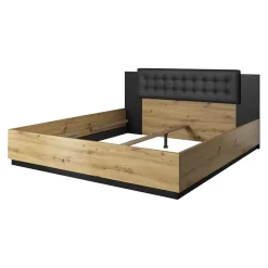 Letto 140x200cm alla francese rovere nero Vulcano