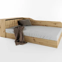 Letto 120x190cm contenitore una piazza e mezza con comò rovere rustico Joel