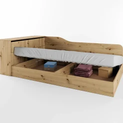 Letto 120x190cm contenitore una piazza e mezza con comò rovere rustico Joel