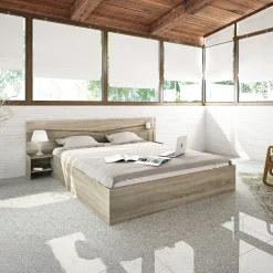 Letto 160x200cm matrimoniale con comodini rovere sonoma Camilla Gihome®