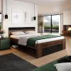 Letto 160x200cm matrimoniale contenitore rovere nero opaco Lisbona Gihome®